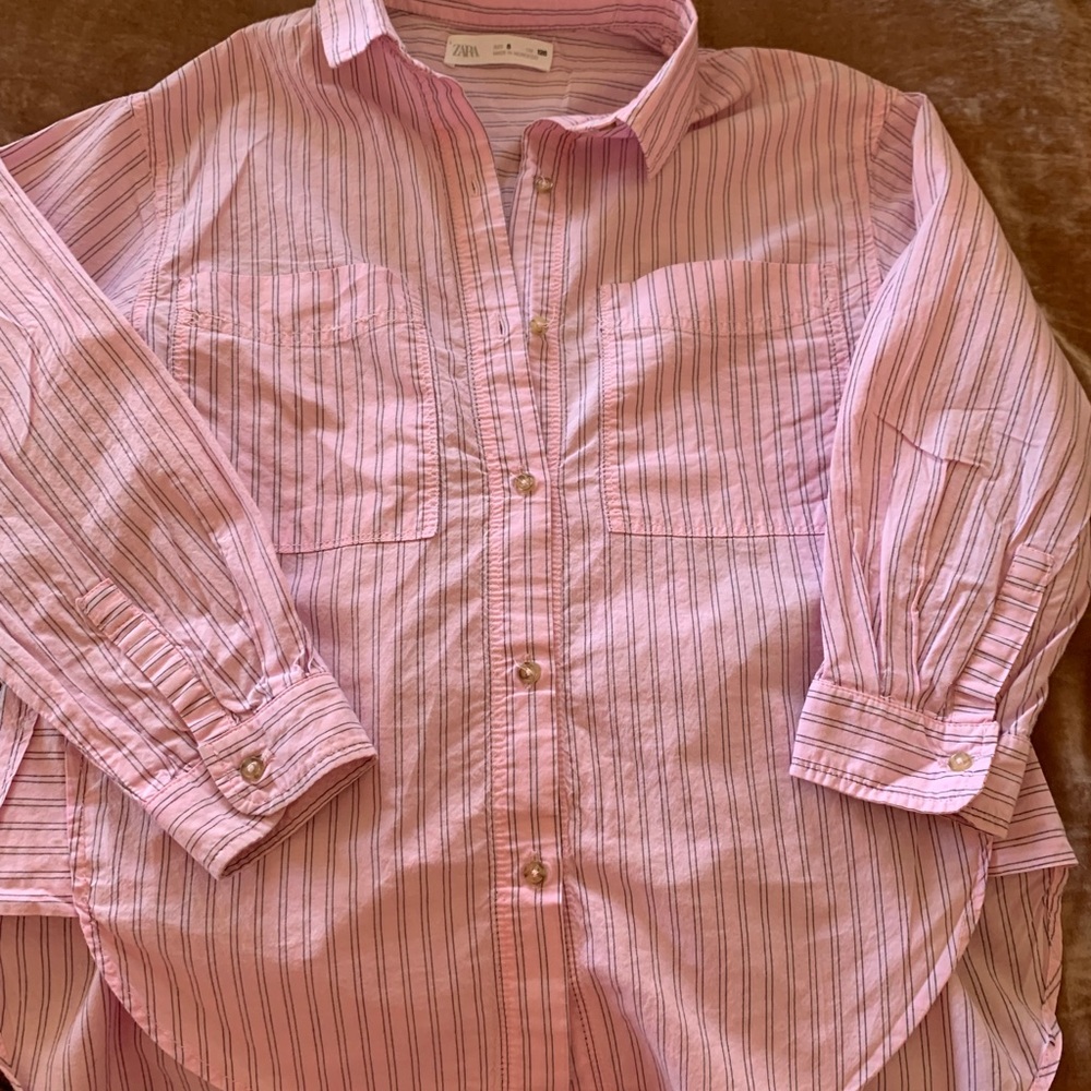 Zara stripped pink girl’s button down